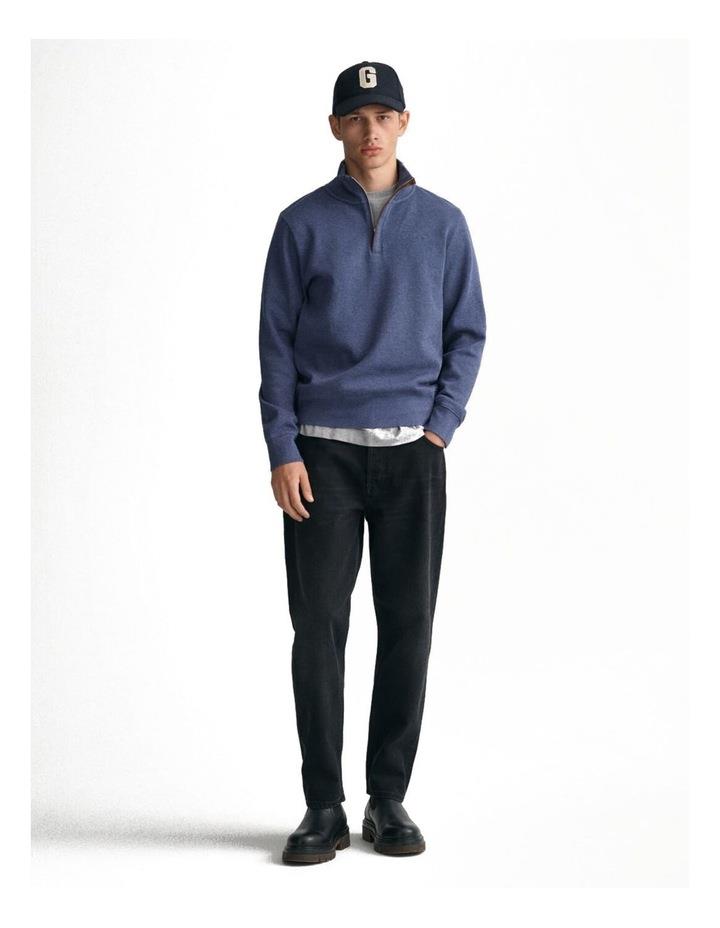 Gant Sacker Rib Half-Zip Sweatshirt in Dark Jeans blue Melange Navy XS
