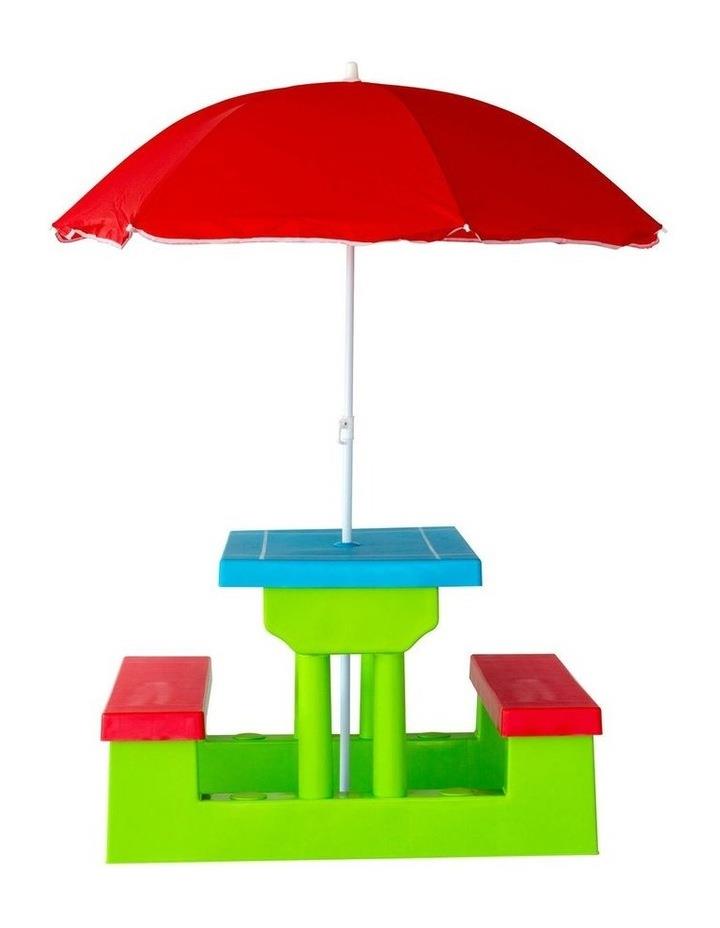 HACIENDA Durable Picnic Table Set with Umbrella in Multi Assorted