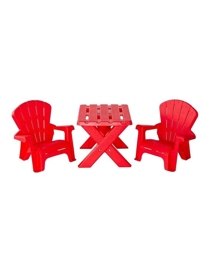 HACIENDA Durable Table and Two Child-sized Chairs Set in Red