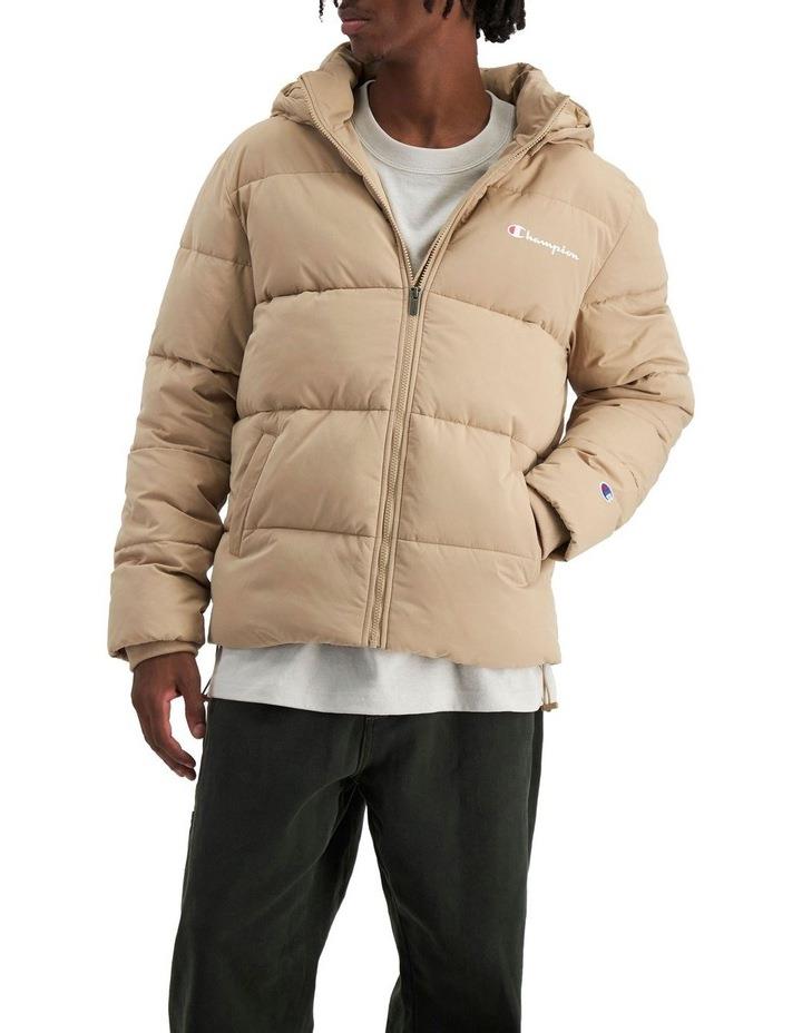 Champion Rochester Athletic Puffer Jacket in Beam Brown S