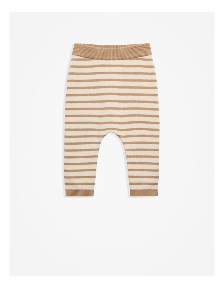 Country Road Organically Grown Cotton Blend Knit Pant in Camel Stripe Camel 3-6 MTHS