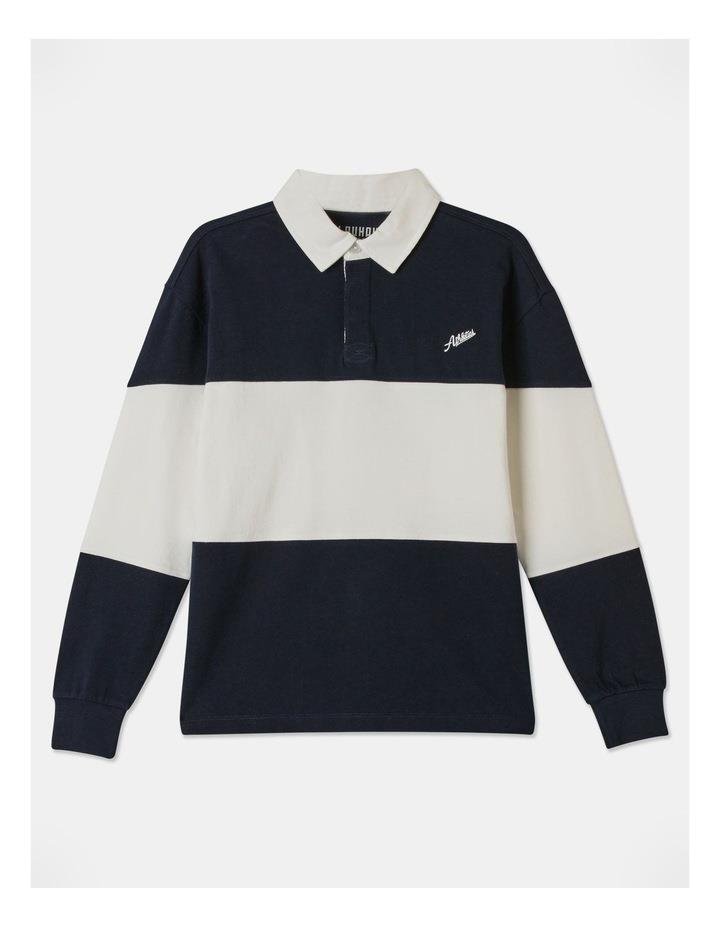 Bauhaus Long Sleeve Knit Rugby Shirt in Navy 10