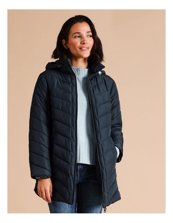 Regatta Recycled Polyester Longline Quilted Jacket With Fold Away Hood in Navy 8