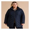 Regatta Recycled Polyester Longline Quilted Jacket With Fold Away Hood in Navy 16