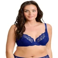 Sans Complexe Elise Underwire Scalloped Lace Plunge Bra in Marine Blue 20E