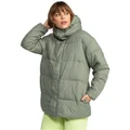 Roxy Ocean Dreams Sherpa Hooded Puffer Jacket in Agave Green XS