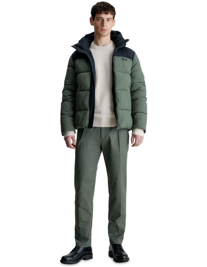Calvin Klein Crinkle Nylon Colour Block Puffer Jacket in Green L