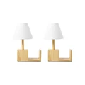 Sherwood Marie Wooden Bedside Table Lamp with Bookshelf Set of 2 White