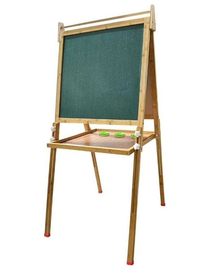 GOMINIMO Bamboo Dual-Sided Art Easel with Painting and Drawing Accessories Navy