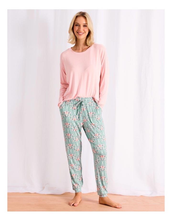 Chloe & Lola Viscose Jersey Cuffed Pant in Floral Green XS