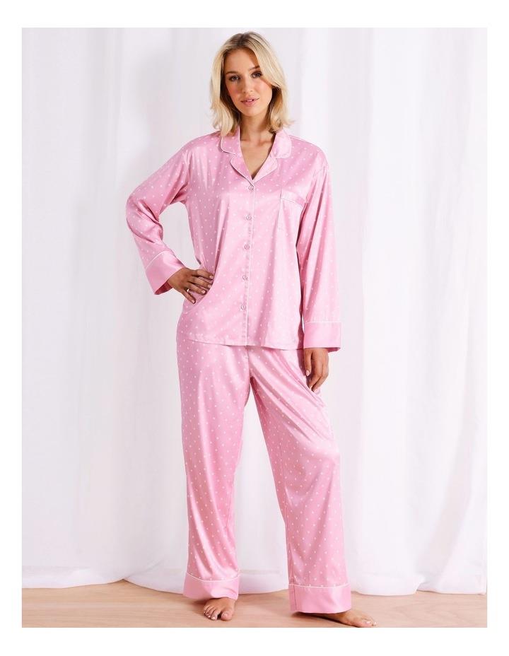 Chloe & Lola Luxe Satin Long Sleeve Pyjama Set in Pink XL