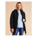 Regatta Recycled Polyester Longline Quilted Jacket With Fold Away Hood In Black 8