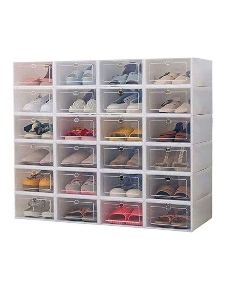GOMINIMO Shoe Box DIY Stackable Storage Organiser 24 Pieces in White