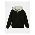 Bauhaus Fleece Zip Thru Sweat Top With Sherpa Lining in Black 8