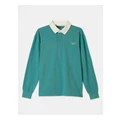 Bauhaus Long Sleeve Knit Rugby Shirt in Teal 10