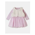 Sprout Sprout Knit Tulle Dress And Fur Vest Light Pink Lt Pink 000