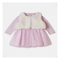 Sprout Sprout Knit Tulle Dress And Fur Vest Light Pink Lt Pink 1