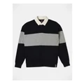 Bauhaus French Terry Rugby Sweat in Navy 10