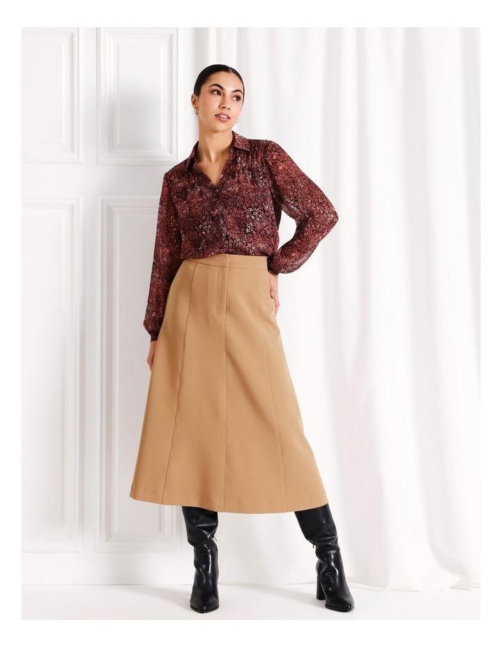 Tokito Panelled A-Line Midi Skirt in Camel 10