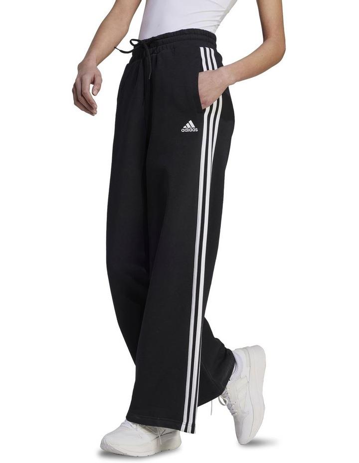 Adidas Essentials 3-stripes Fleece Wide Pant in Black/White Blk/White S