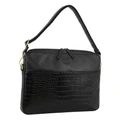 PIERRE CARDIN Croc-Embossed Leather Business Computer Bag in Black