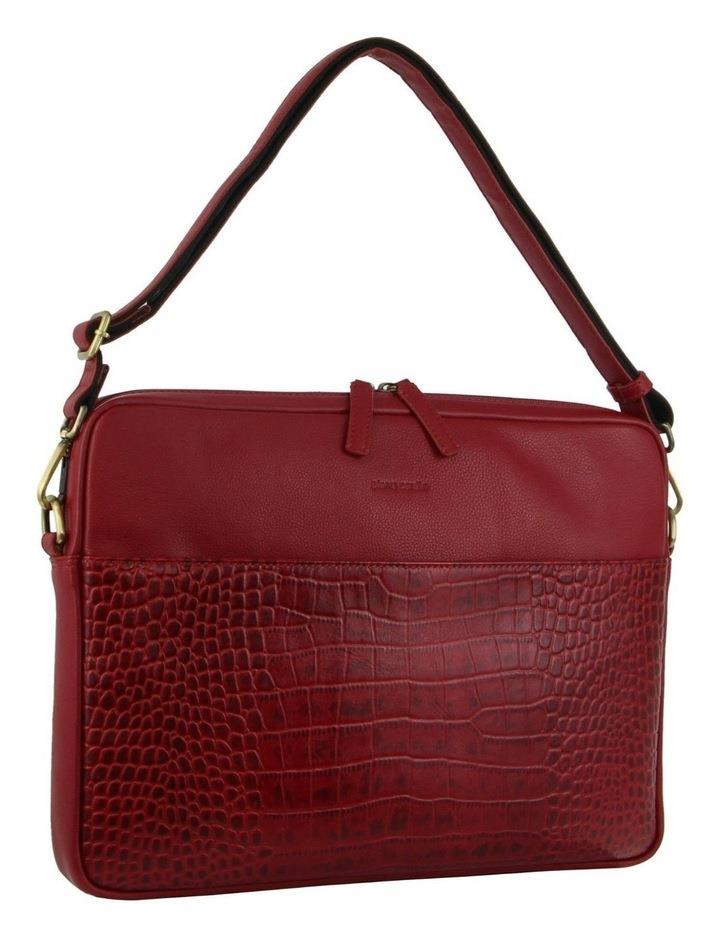 PIERRE CARDIN Croc-Embossed Leather Business Computer Bag in Red