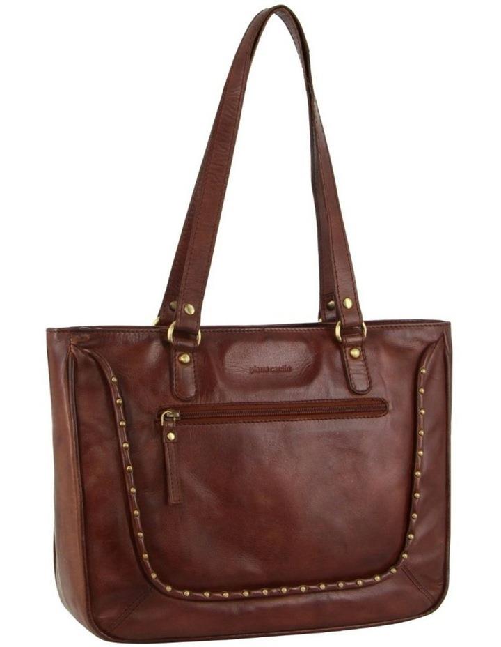 PIERRE CARDIN Leather Stud Detail Tote Bag in Tan
