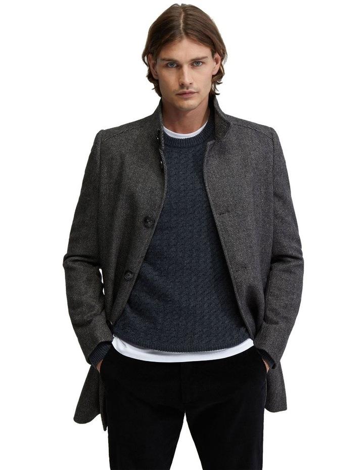 Oxford Dunbar Herringbone Wool Rich Coat in Charcoal Slate XXL