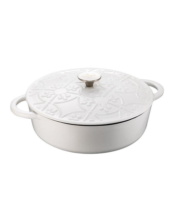 The Cooks Collective Cast Iron Saut with Lid 28cm/4.0lt White