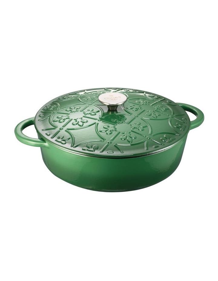 The Cooks Collective Cast Iron Saute with Lid 28cm/4.0lt Heritage Green