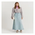 Country Road Flare Denim Maxi Skirt in Aged Soft Wash Blue 6