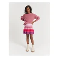Country Road Organically Grown Cotton Stripe Knit Skirt in Multi Pink 6