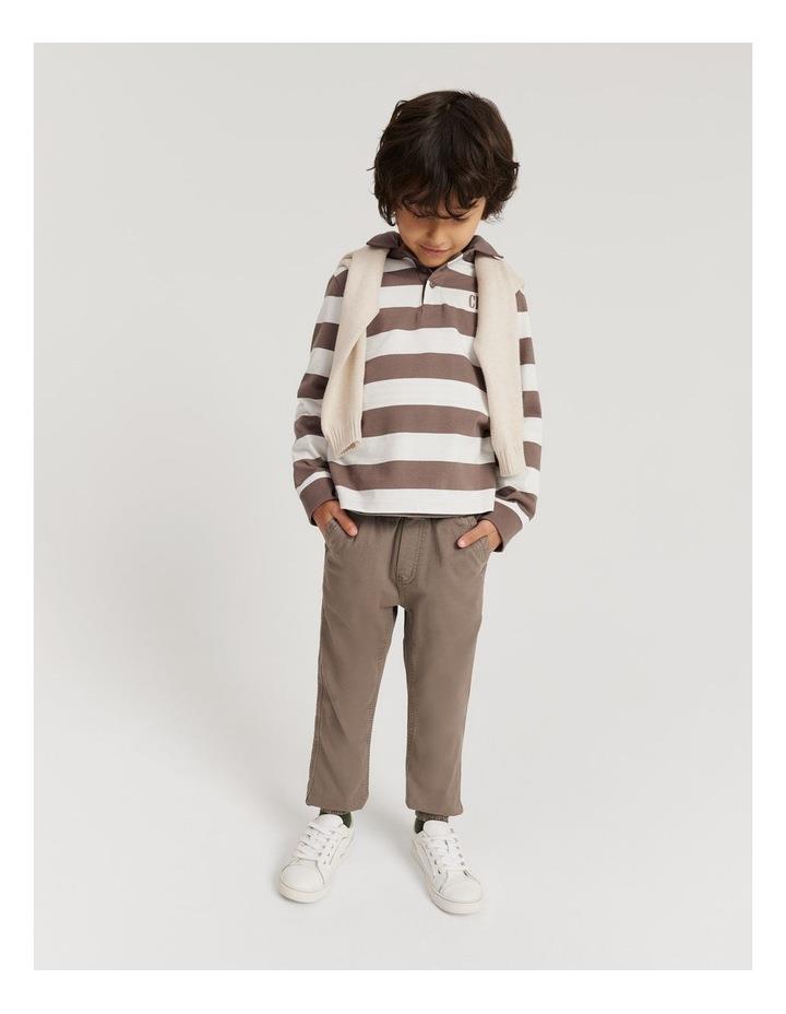 Country Road Organically Grown Cotton Long Sleeve Block Stripe Rugby Sweat in Chocolate Brown 2
