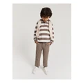Country Road Organically Grown Cotton Long Sleeve Block Stripe Rugby Sweat in Chocolate Brown 5