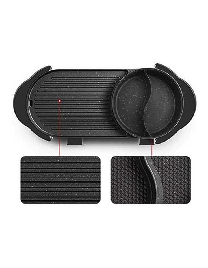 SOGA 2 in 1 Electric Non-Stick BBQ Teppanyaki Grill Plate Steamboat Hotpot 2-8 Person in Black