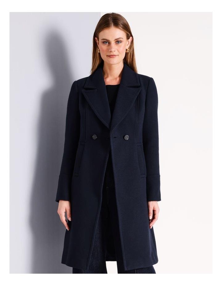 Basque Double Breasted Cut Away Crombie Coat in Navy 6