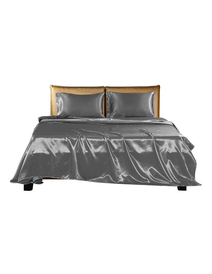 DreamZ Silky Satin Double Fitted Sheet Set in Grey