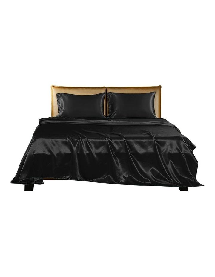 DreamZ Silky Satin Fitted Single Bed Sheet Set in Black