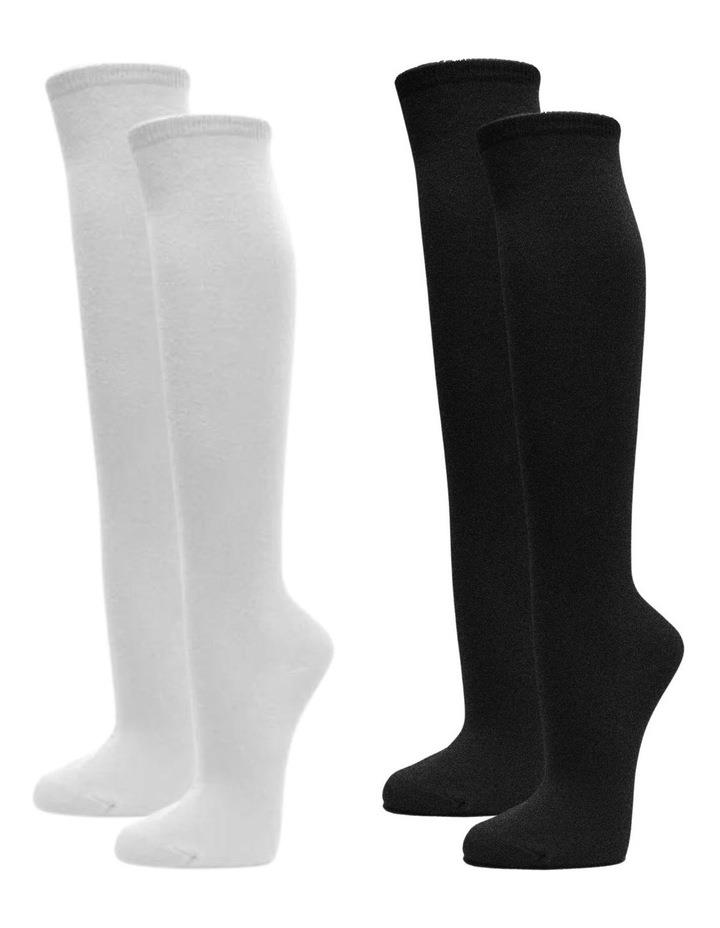 Boutique Retailer 2 Pairs Ladies Knee Socks in Black