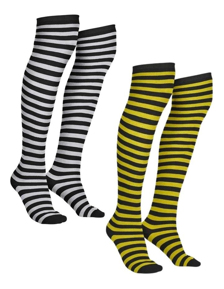 Boutique Retailer Knee Socks Long Stocking 2 Piece Set in Multicolor Black