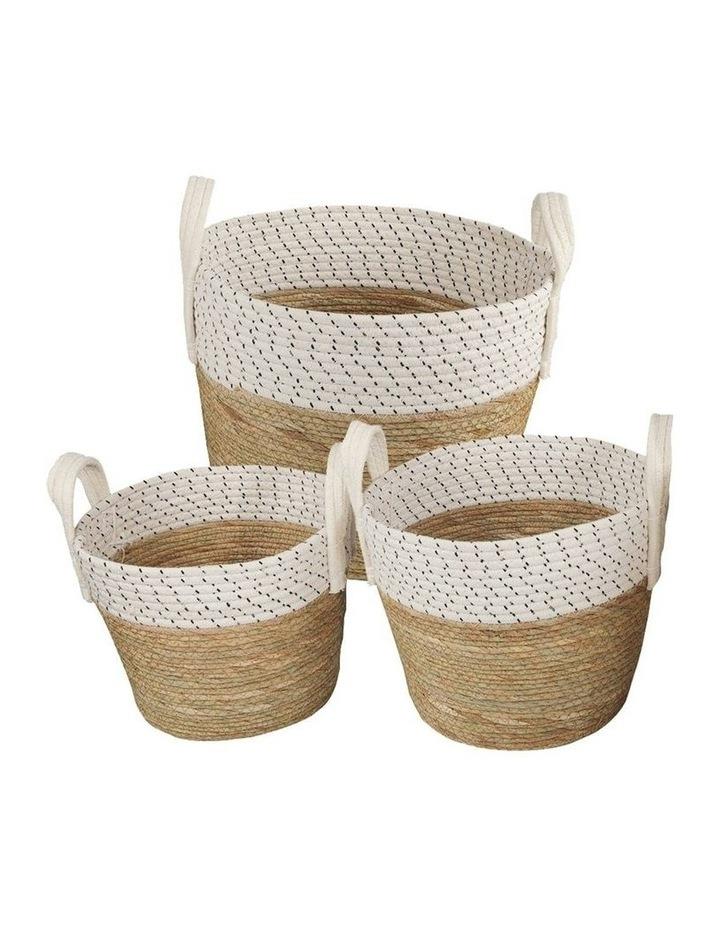 Clevinger Cotton Rope Stripe Carry Handles Storage Baskets Set of 3 in Beige