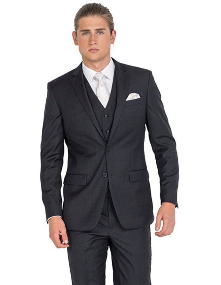 Ferrari Formalwear Pure Wool Long Suit Jacket in Charcoal 104