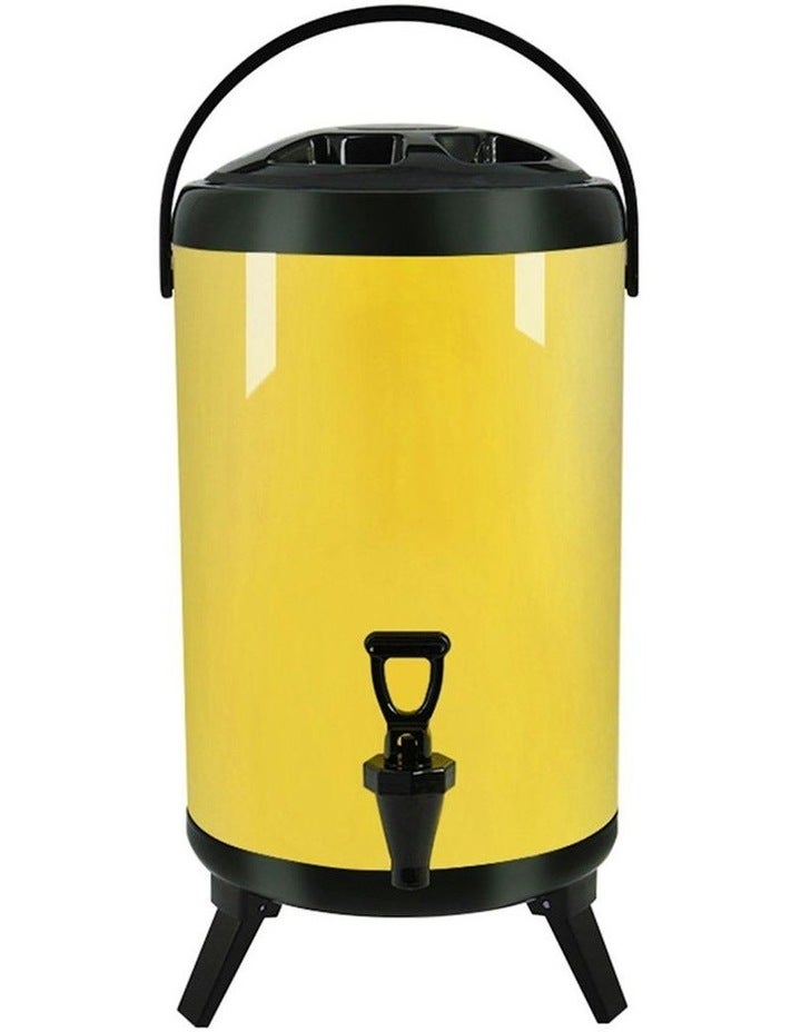 SOGA Stainless Steel Insulated Milk Tea Barrel 12L with Faucet in Yellow