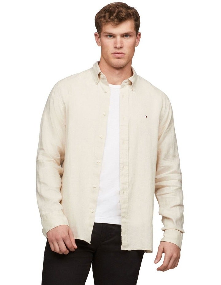 Tommy Hilfiger Premium Linen Shirt in Classic Beige XXL