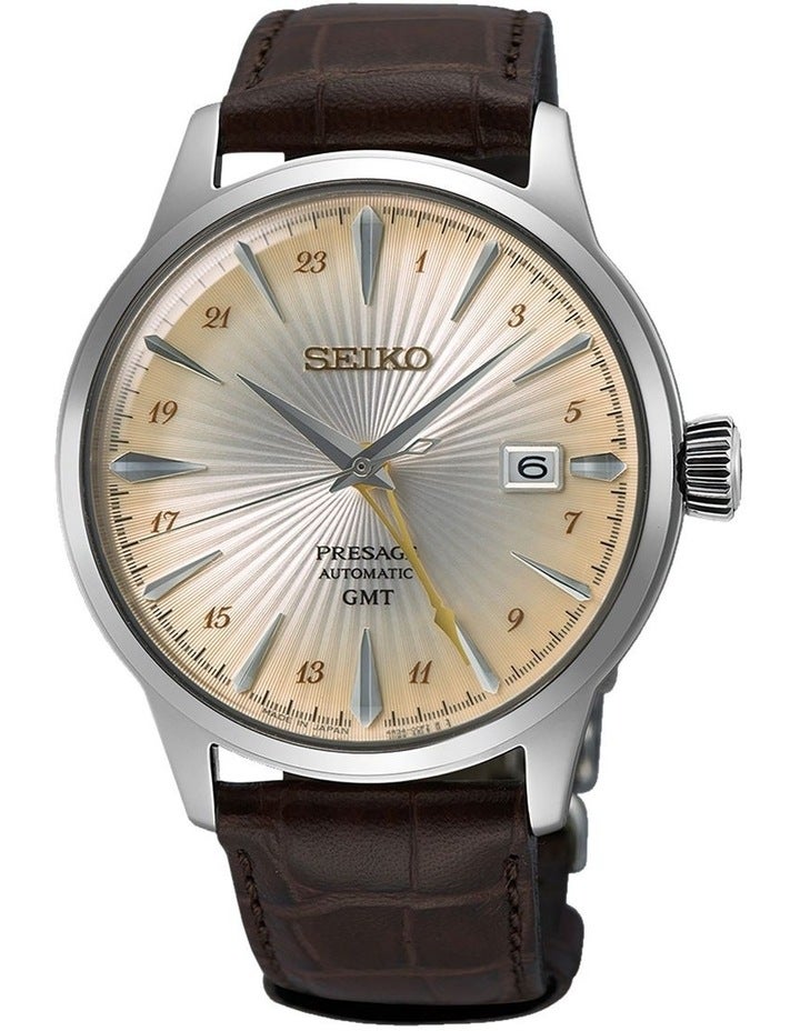 Seiko SSK041J Presage Stainless Steel Watch in Silver & Brown