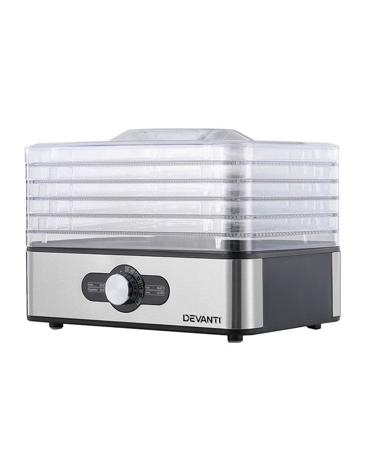 Devanti Stainless Steel Food Dehydrator 5 Trays Silver
