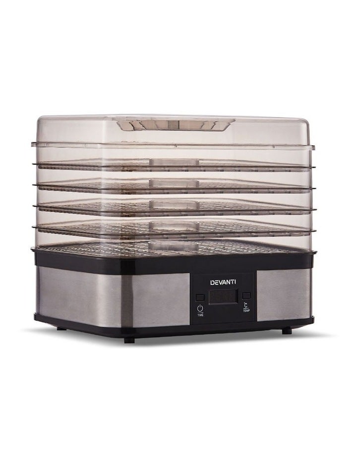 Devanti Food Dehydrator With 5 Trays Silver