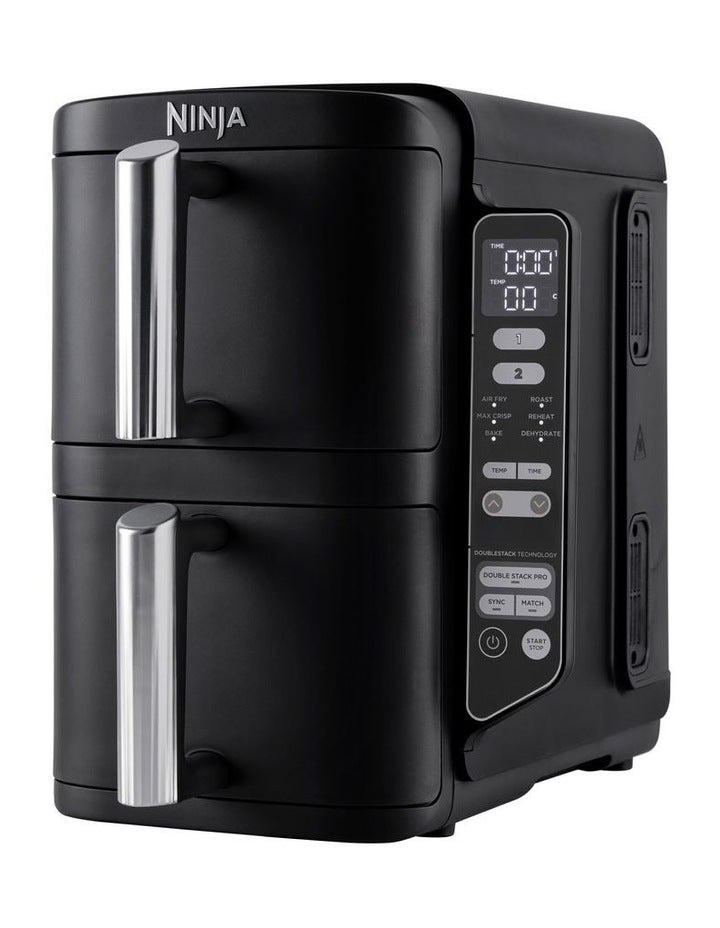 Ninja Double Stack XXL 2 Drawer Air Fryer 7.6L SL300ANZ in Black/Satin Silver Black