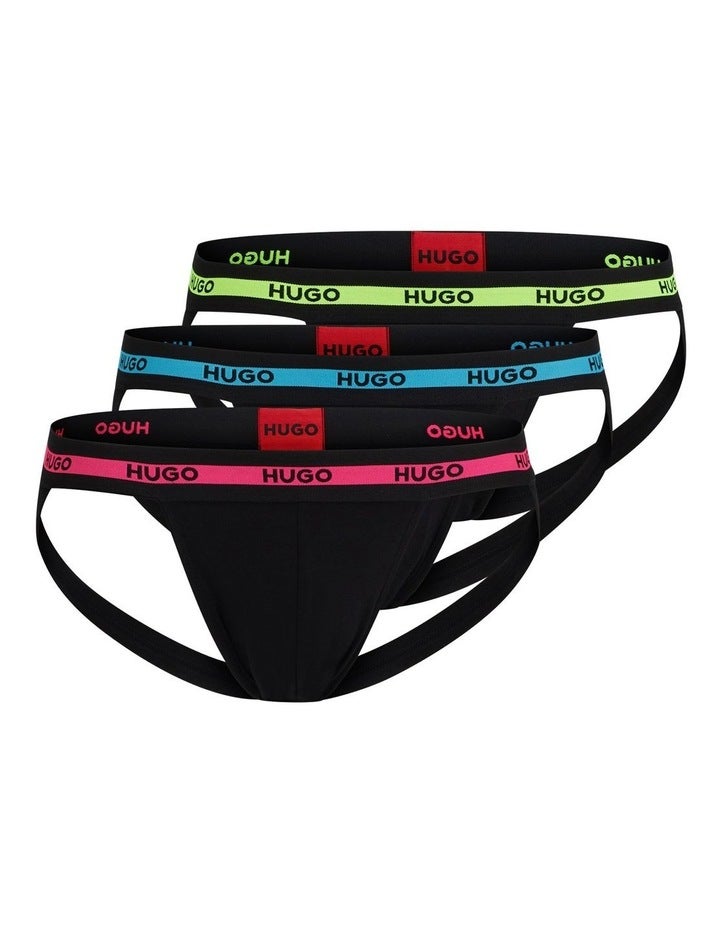 HUGO Triplet Planet Jockstraps 3 Pack in Multi Black L