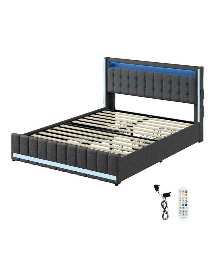 Levede Queen Solid 4 Drawer Bed Frame in Grey